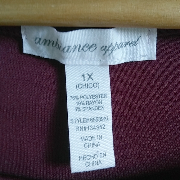 Ambiance Apparel 1X Purple Workwear Top Plus - Picture 5 of 5